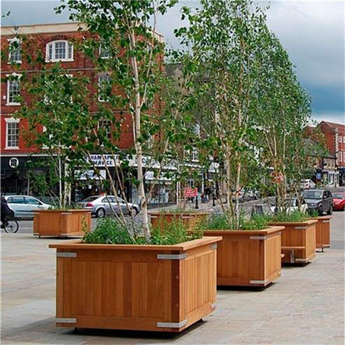 Large Tree Pots Outdoor Street Wood, Large Wooden Planters For Trees